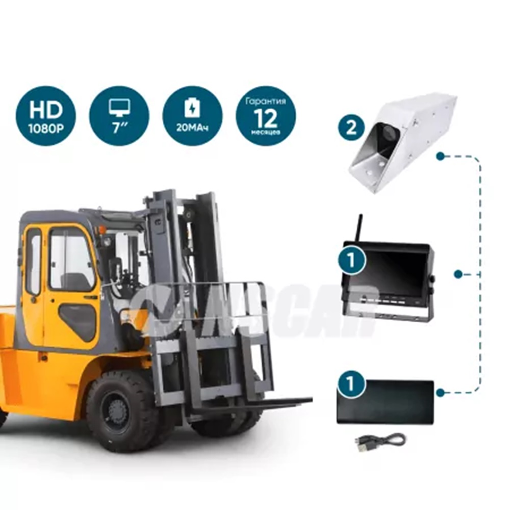 Беспроводной комплект NSCAR VP203 (7') (вилочная камера+прямоугольная) с функцией записи - ООО "Где Авто"